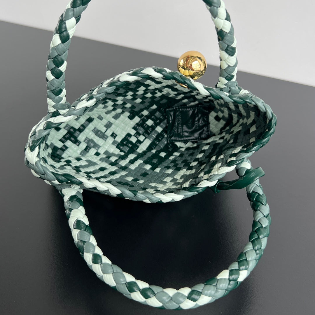 Bottega Veneta MINI TOSCA 20 IN WHITE MIX GREEN CALFSKIN