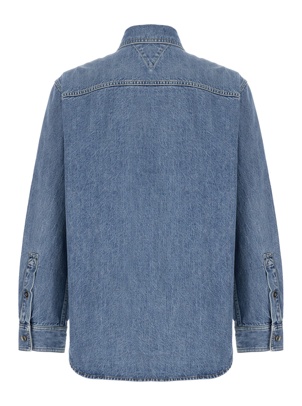 Bottega Veneta Men Light Blue Oversized Shirt With Patch Pocket In Cotton Denim Man