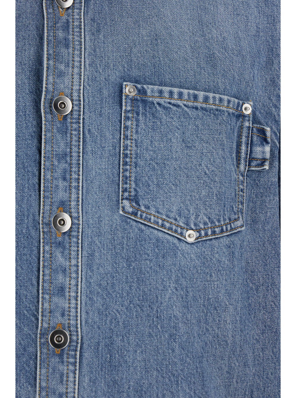 Bottega Veneta Men Light Blue Oversized Shirt With Patch Pocket In Cotton Denim Man