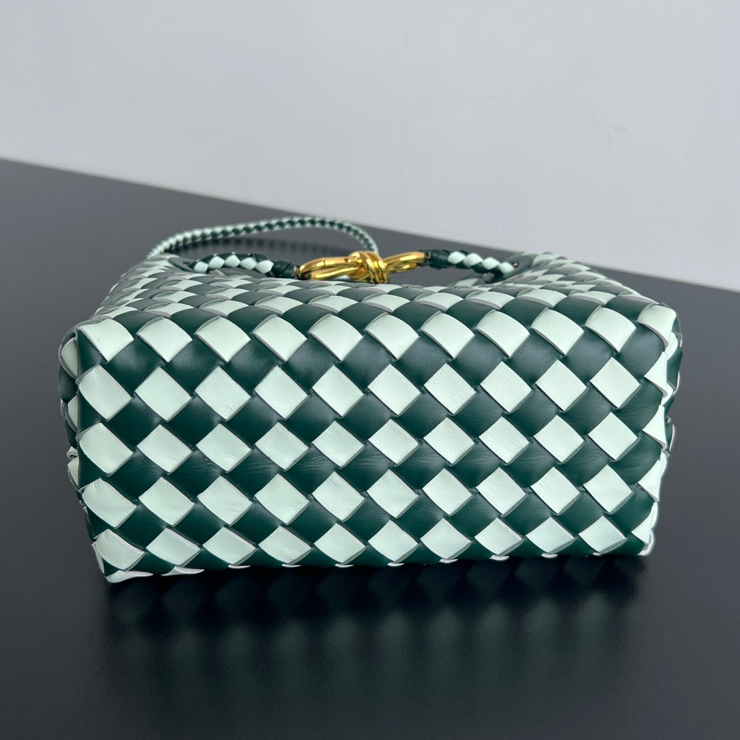 Bottega Veneta bv small andiamo 25 white dark green lambskin