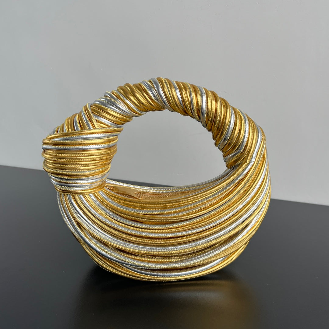 Bottega Veneta MINI JODIE 28 BAG IN GOLD MIX SILVER LAMBSKIN