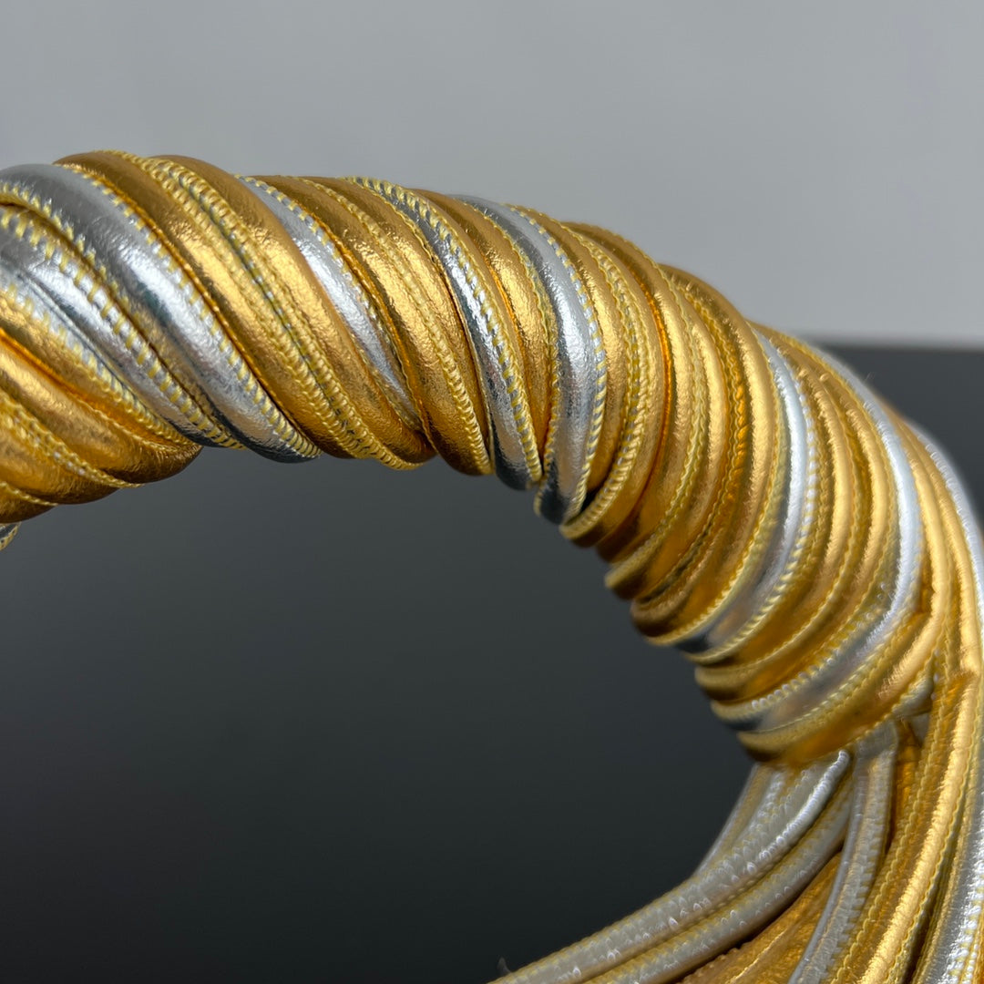 Bottega Veneta MINI JODIE 28 BAG IN GOLD MIX SILVER LAMBSKIN