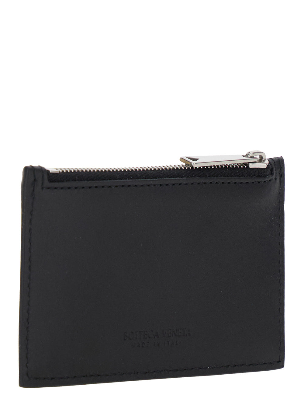 Bottega Veneta Men Black Card-Holder With Intreccio Motif In Leather Man