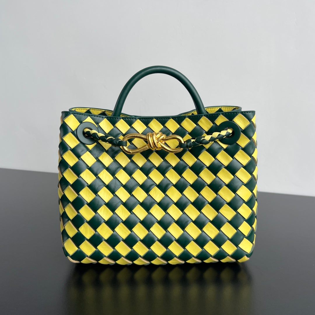 Bottega Veneta bv small andiamo 25 yellow dark green lambskin