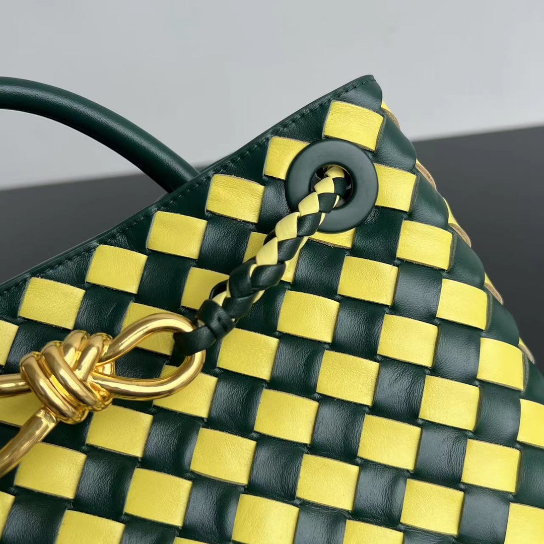 Bottega Veneta bv small andiamo 25 yellow dark green lambskin