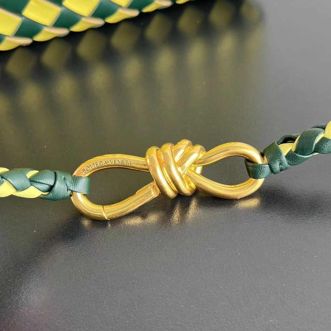 Bottega Veneta bv small andiamo 25 yellow dark green lambskin