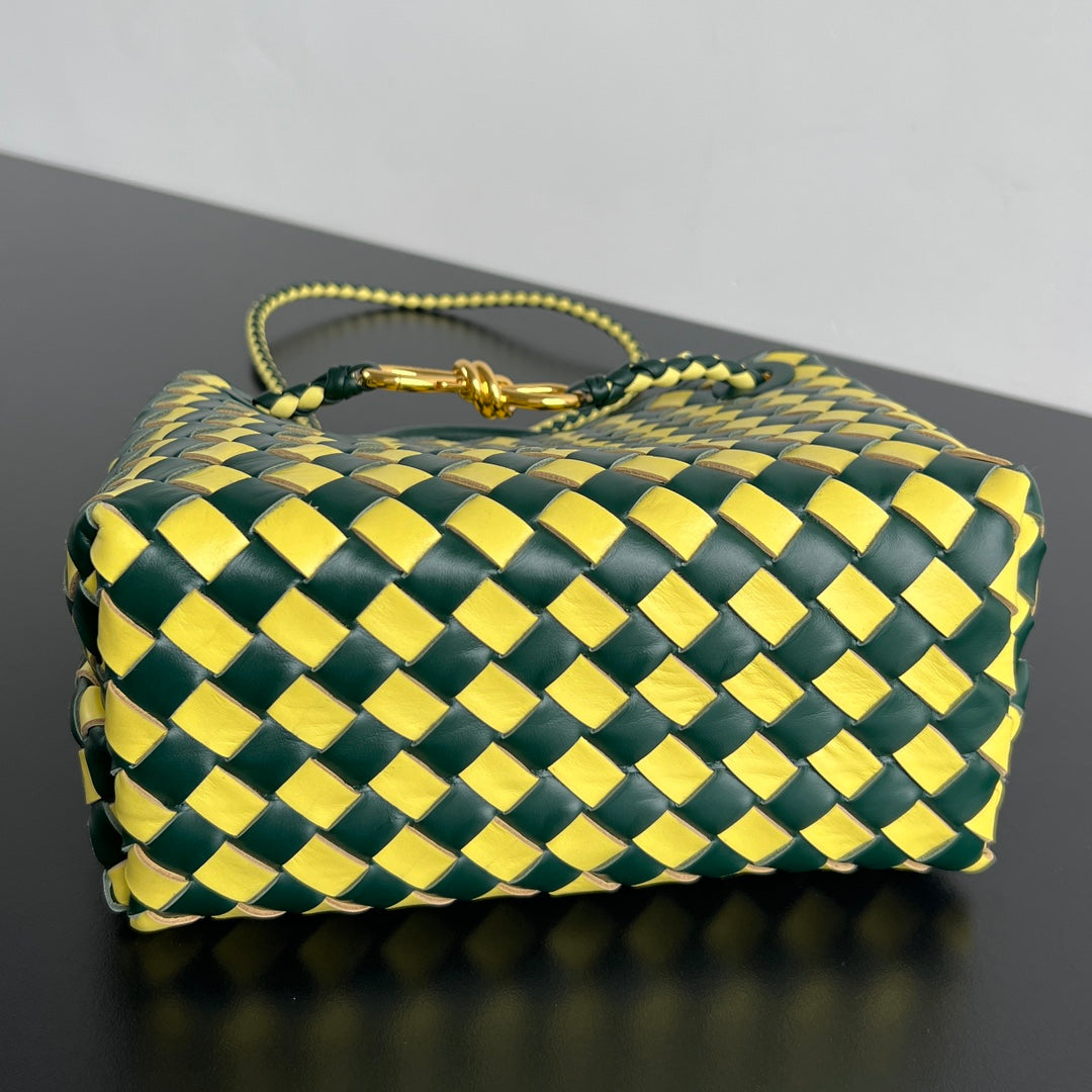Bottega Veneta bv small andiamo 25 yellow dark green lambskin
