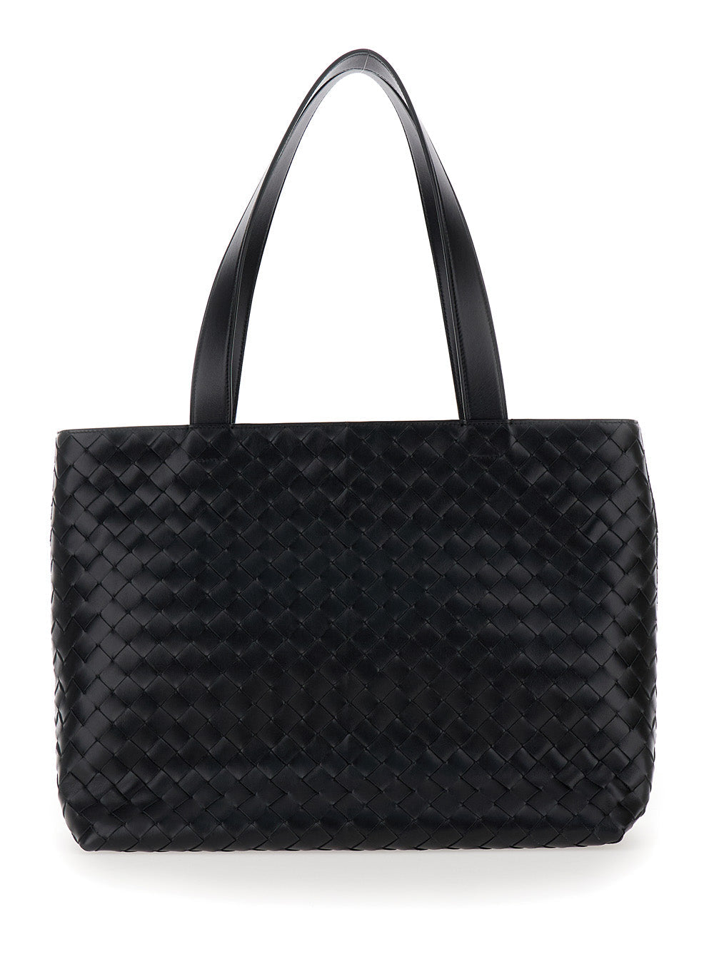 Bottega Veneta Men 'Small Intrecciato' Black Tote Bag With Zip Closure In Leather Man