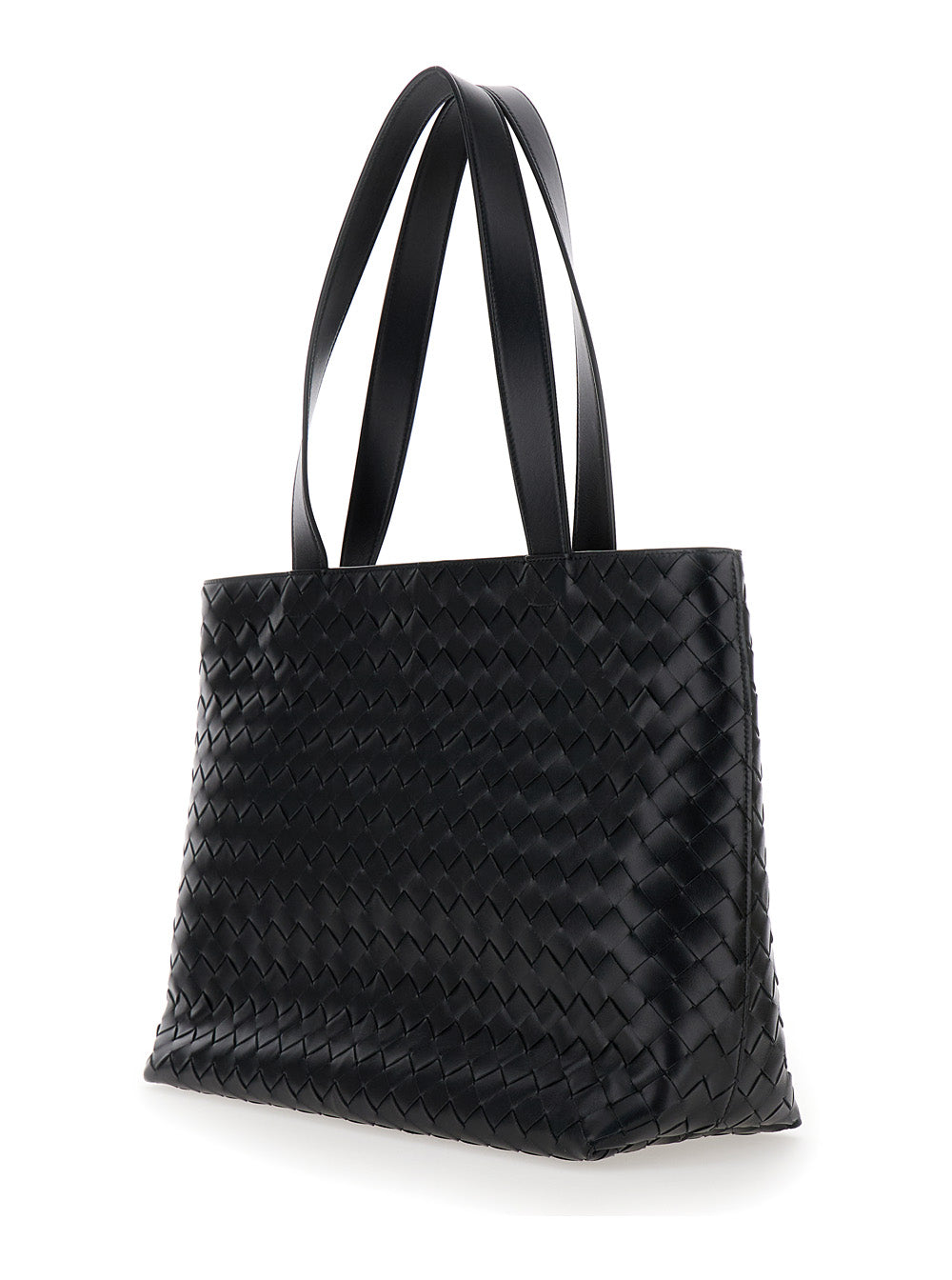 Bottega Veneta Men 'Small Intrecciato' Black Tote Bag With Zip Closure In Leather Man