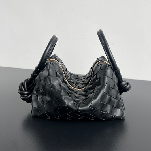 Bottega Veneta BV Loop Top Handle 19cm Black Lambskin