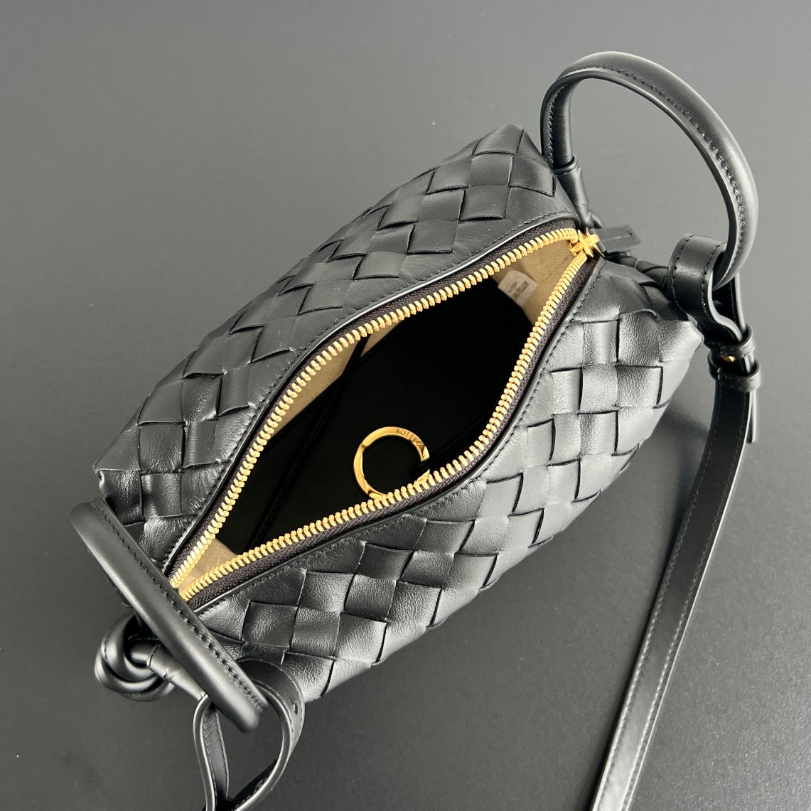 Bottega Veneta BV Loop Top Handle 19cm Black Lambskin