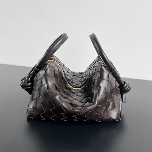 Bottega Veneta BV Loop Top Handle 19cm Chocolate Lambskin