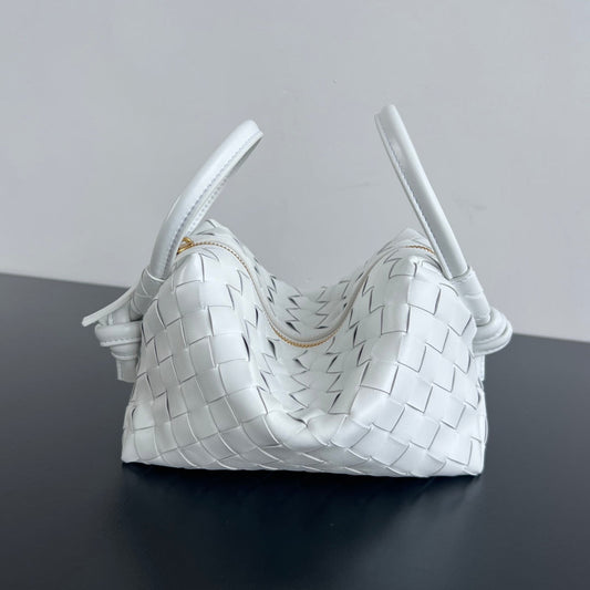 Bottega Veneta BV Loop Top Handle 19cm White Lambskin