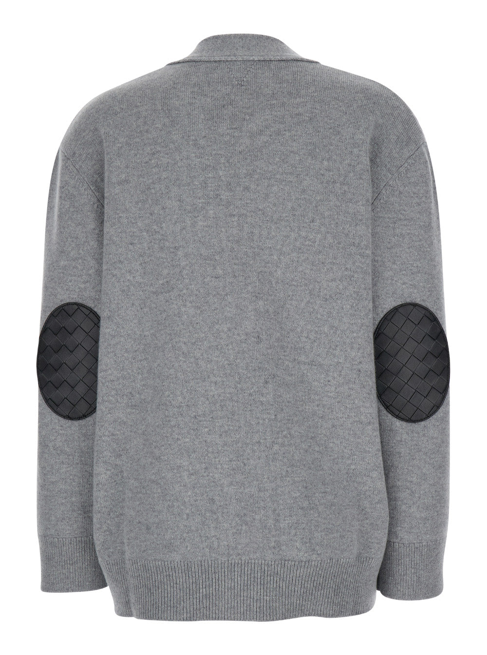 Bottega Veneta Women Grey Cardigan With Intrecciato Patch In Cashmere Woman