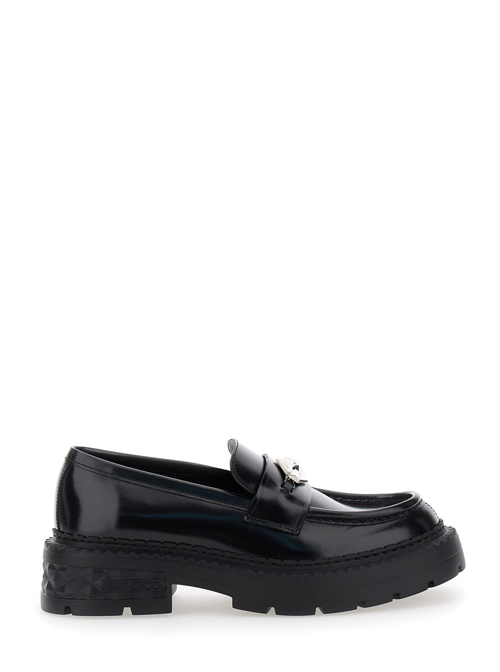Jimmy Choo Women 'Marlow' Black Loafers With Diamond Shaped Detail In Leather Woman