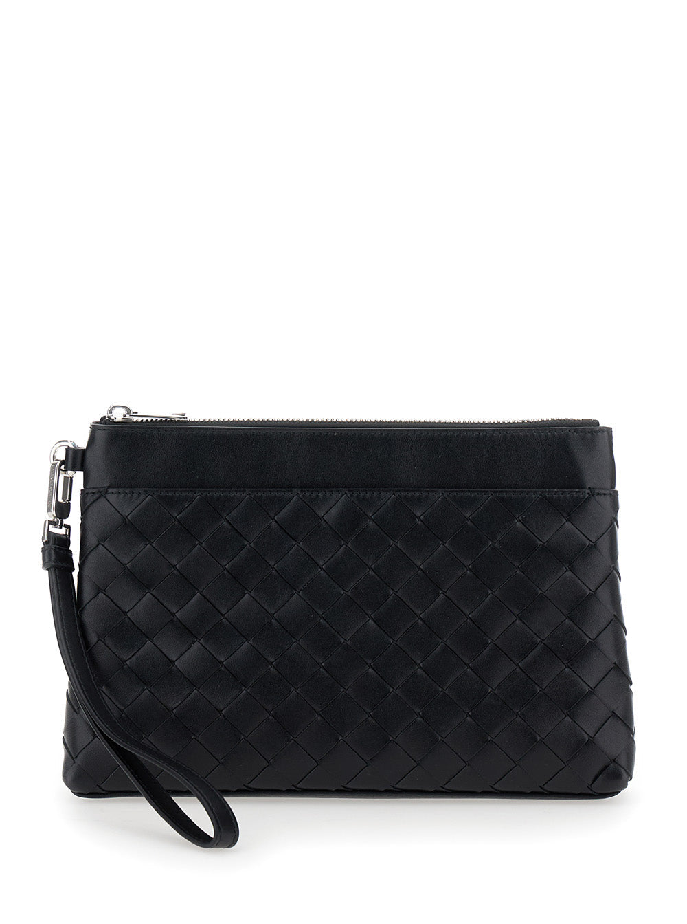 Bottega Veneta Men 'Prism' Black Clutch With Intrecciato Motif In Leather Man