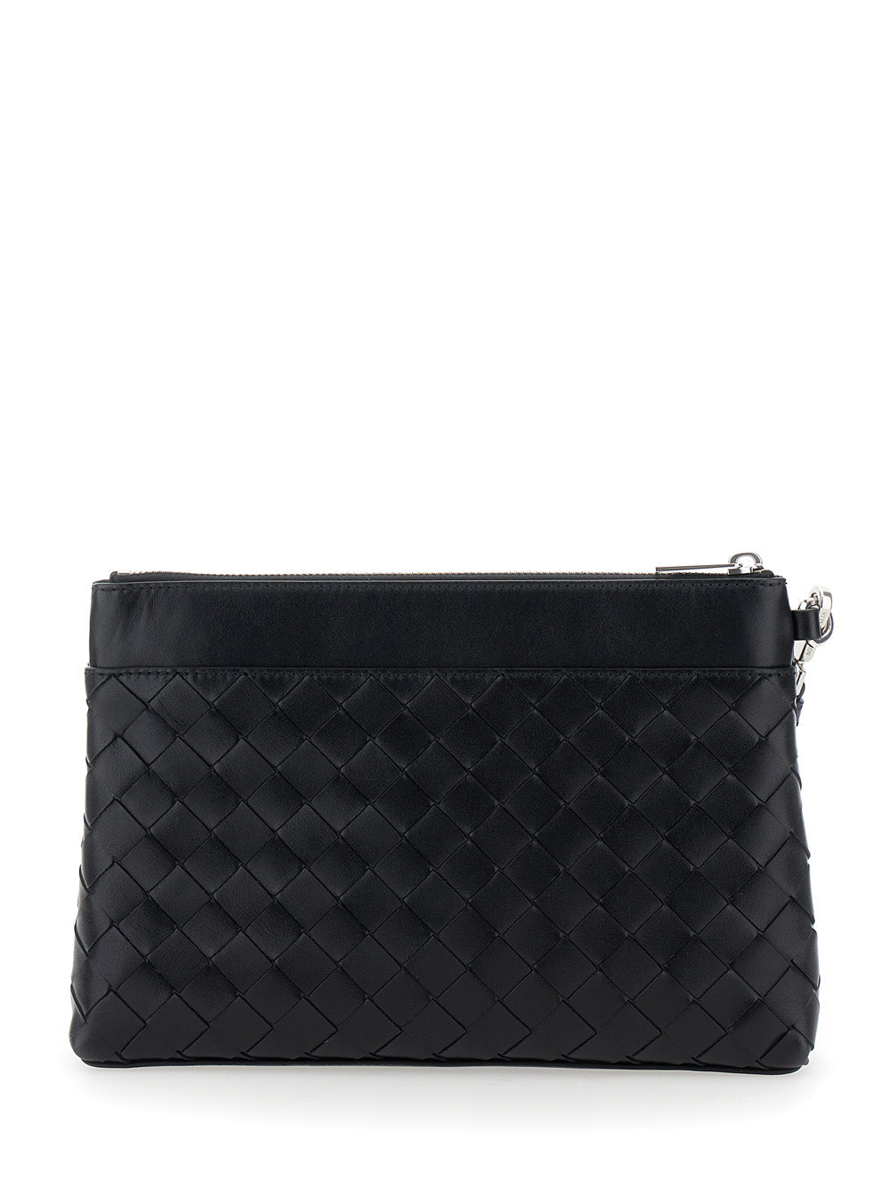 Bottega Veneta Men 'Prism' Black Clutch With Intrecciato Motif In Leather Man