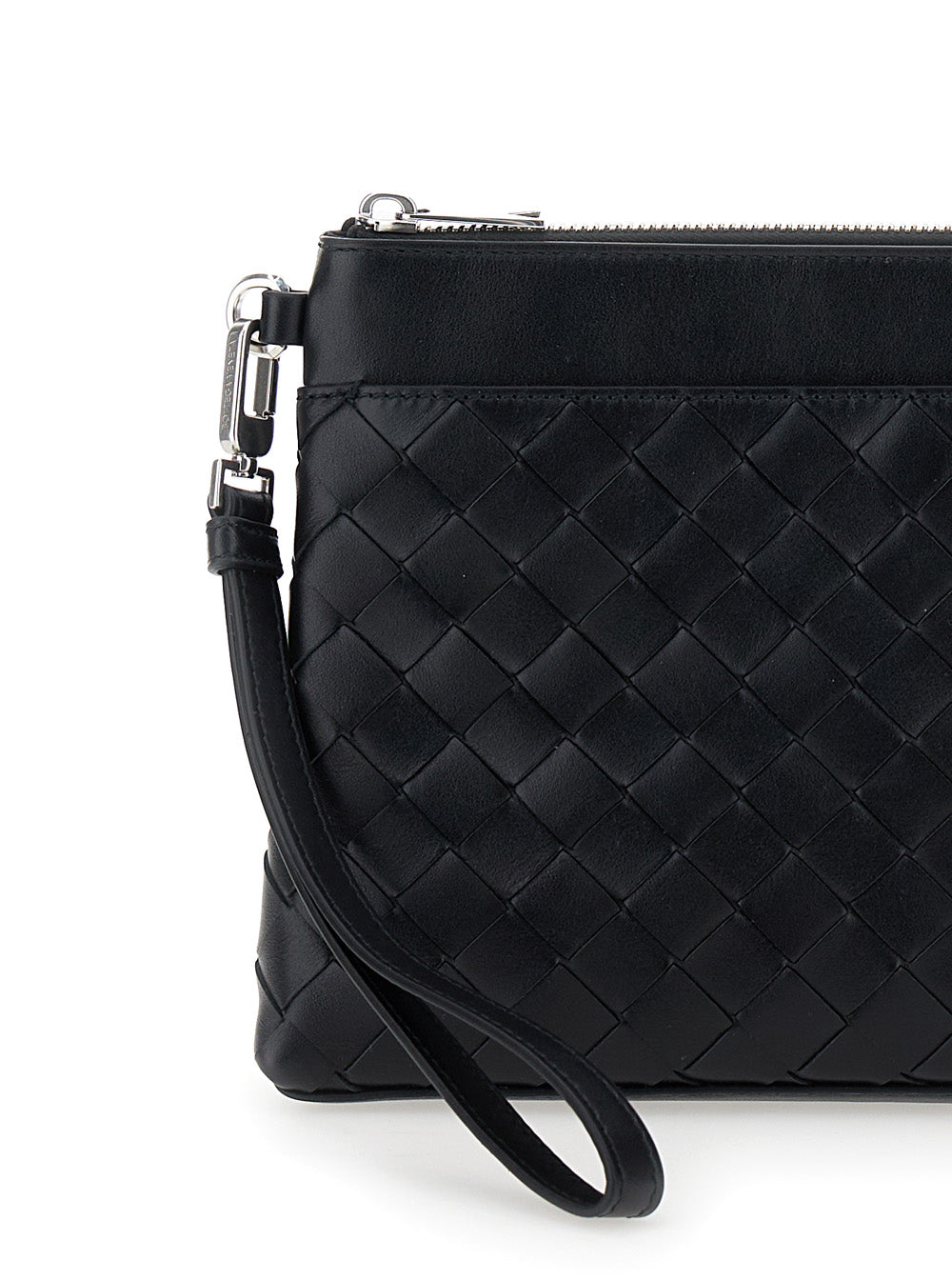 Bottega Veneta Men 'Prism' Black Clutch With Intrecciato Motif In Leather Man