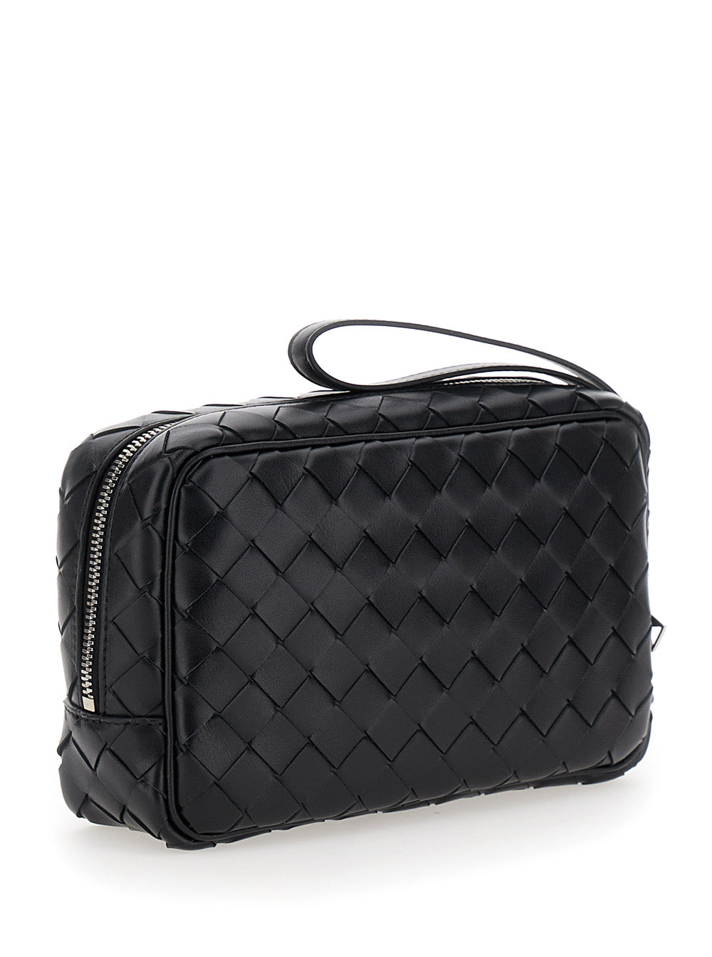 Bottega Veneta Men 'Intrecciato Small' Black Pouch With Strap In Leather Man