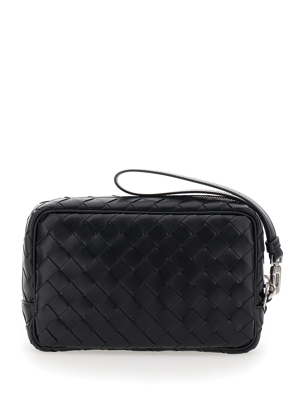 Bottega Veneta Men 'Intrecciato Small' Black Pouch With Strap In Leather Man