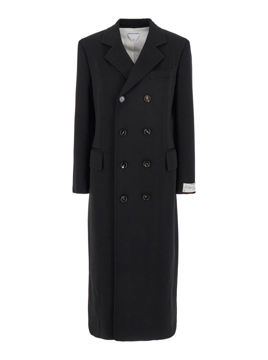 Bottega Veneta Women Black Coat With Notched Revers In Rayon Woman