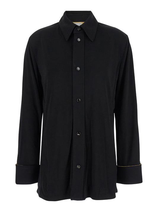 Bottega Veneta Women Black Shirt With Notebook Cuffs In Viscose Woman