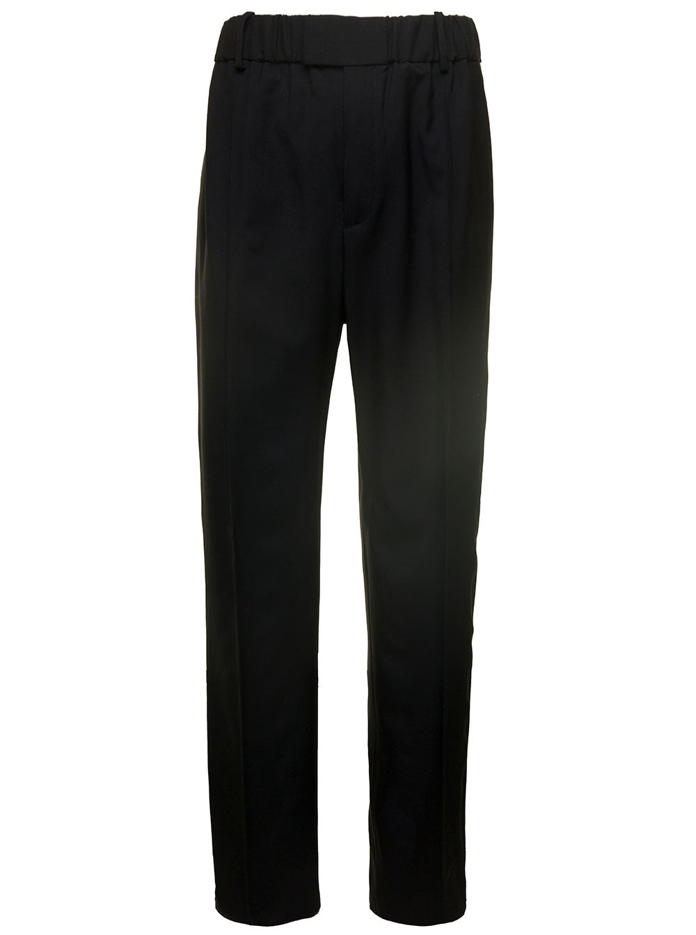 Bottega Veneta Women Black Straight Trousers With Coulisse At Waistline In Wool Twill Woman