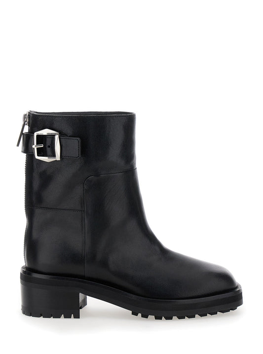 Jimmy Choo Women 'Brooklyn' Black Ankle Boots With Buckle In Smooth Leather Woman
