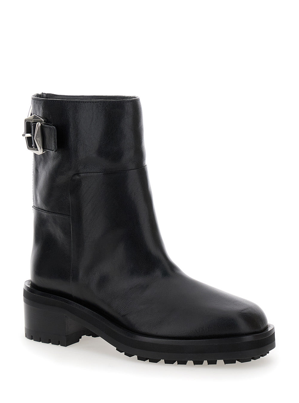 Jimmy Choo Women 'Brooklyn' Black Ankle Boots With Buckle In Smooth Leather Woman
