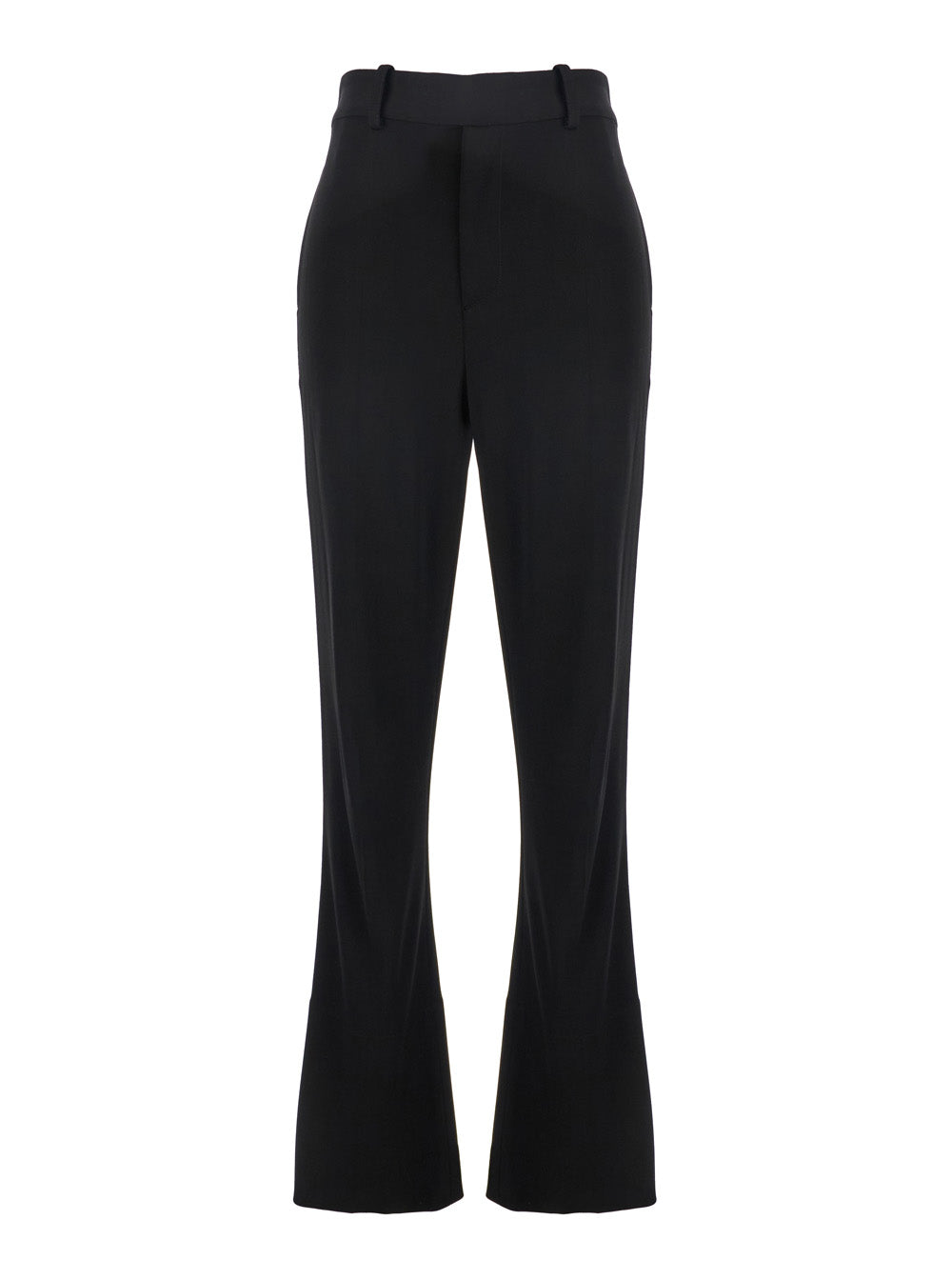 Bottega Veneta Women Black Flared Pants With Belt Loops In Viscose Blend Woman