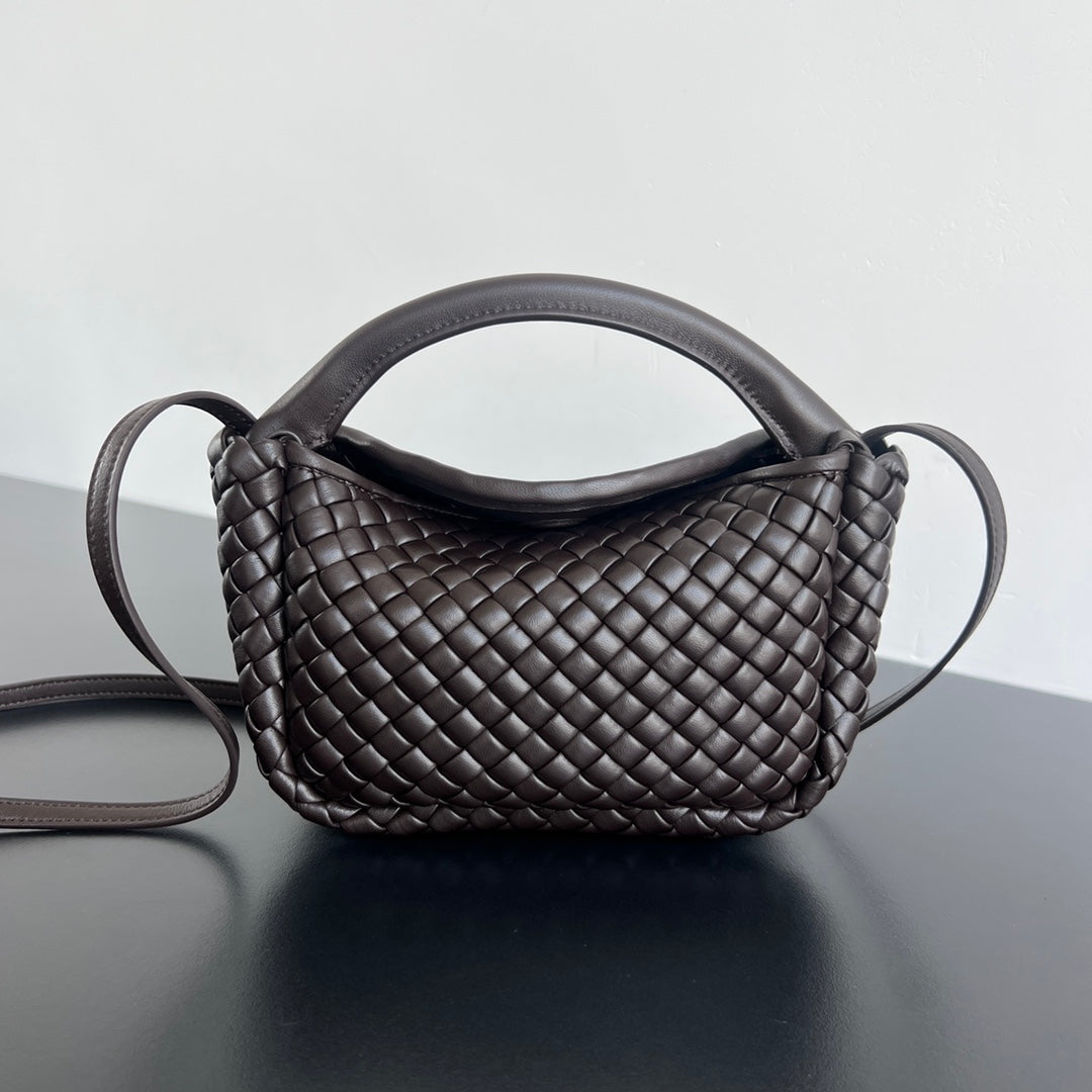 Bottega Veneta BV Small Cobble Top Handle 23cm Chocolate Lambskin