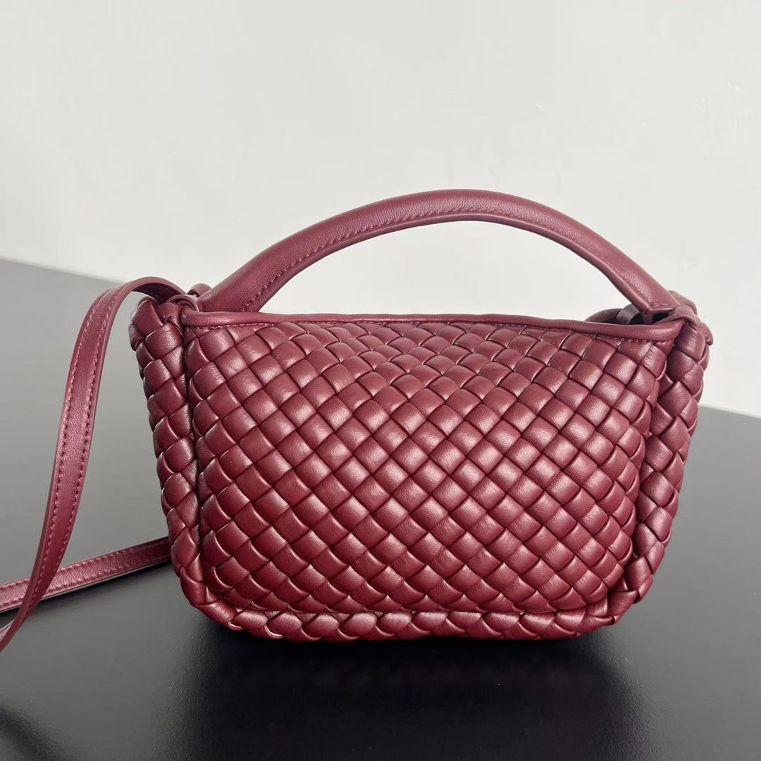 Bottega Veneta BV Small Cobble Top Handle 23cm Dark Red Lambskin