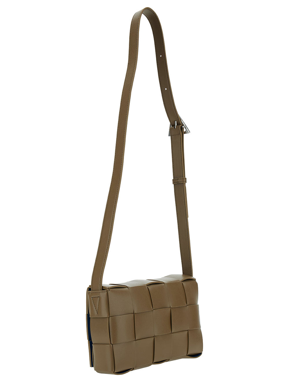 Bottega Veneta Men 'Medium Casette' Brown Crossbody Vag With Intreccio Motif In Leather Man