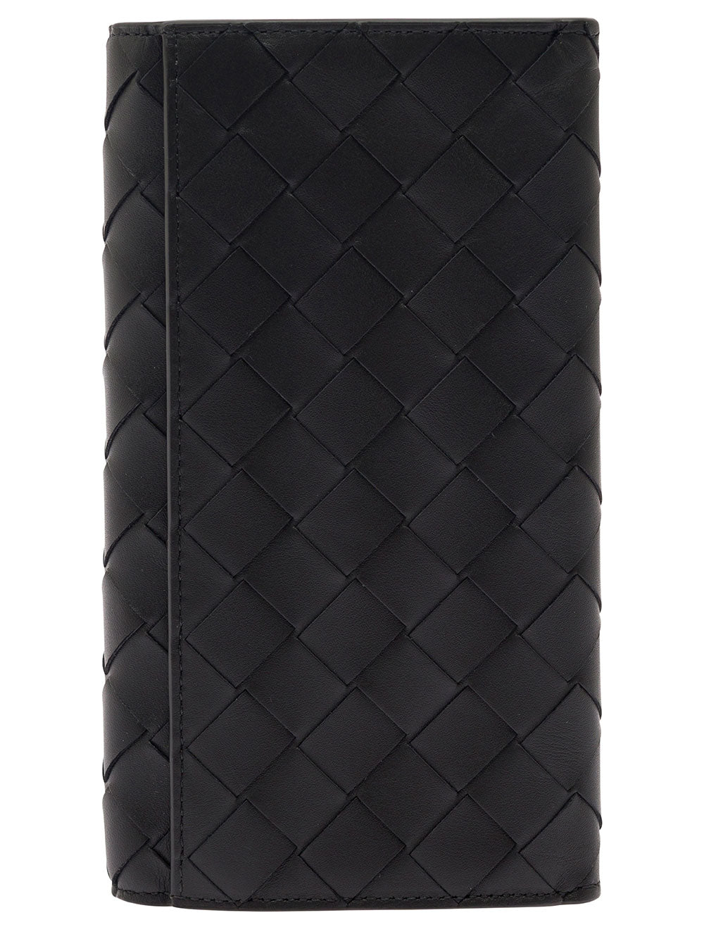 Bottega Veneta Men Black Card-Holder With Intreccio Motif In Leather Man