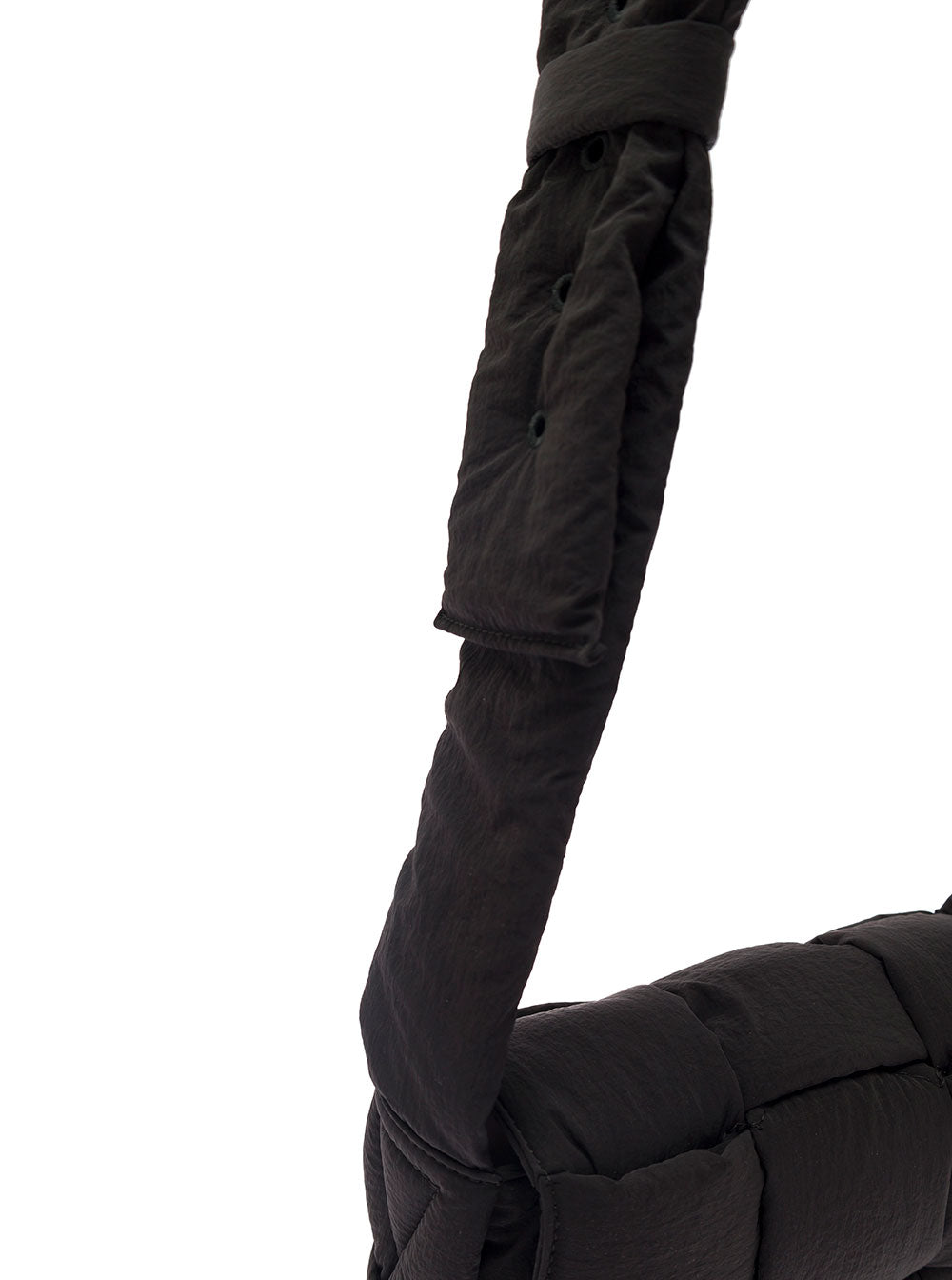 Bottega Veneta Men Black Shoulder Bag With Intreccio Motif In Nylon Man