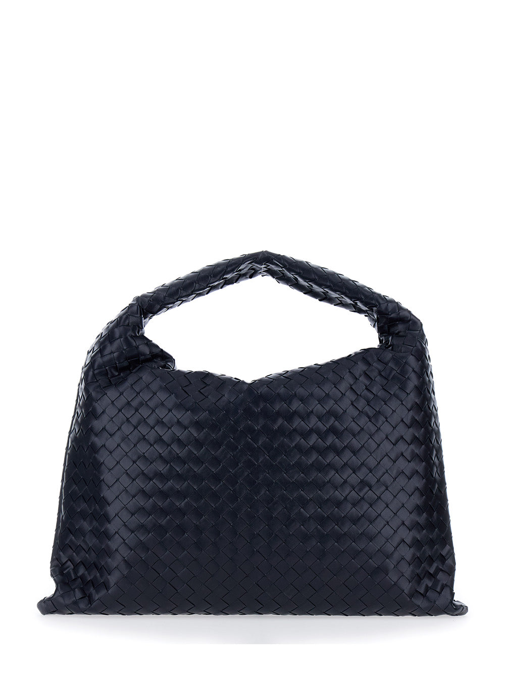 Bottega Veneta Women 'Hop Large' Blue Shoulder Bag With Intreccio Motif In Leather Woman