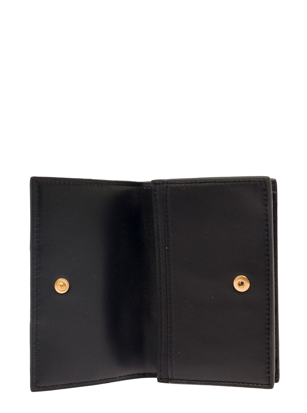 Bottega Veneta Women 'Cassette' Black Business Card Case In Intreccio Leather Woman