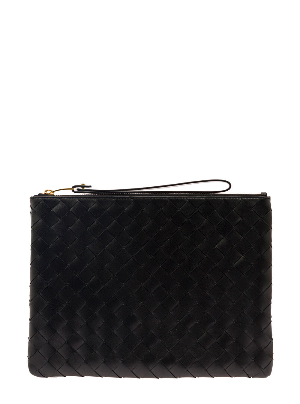Bottega Veneta Women Black Pouch With Braided Motif In Nappa Leather With Zip Woman