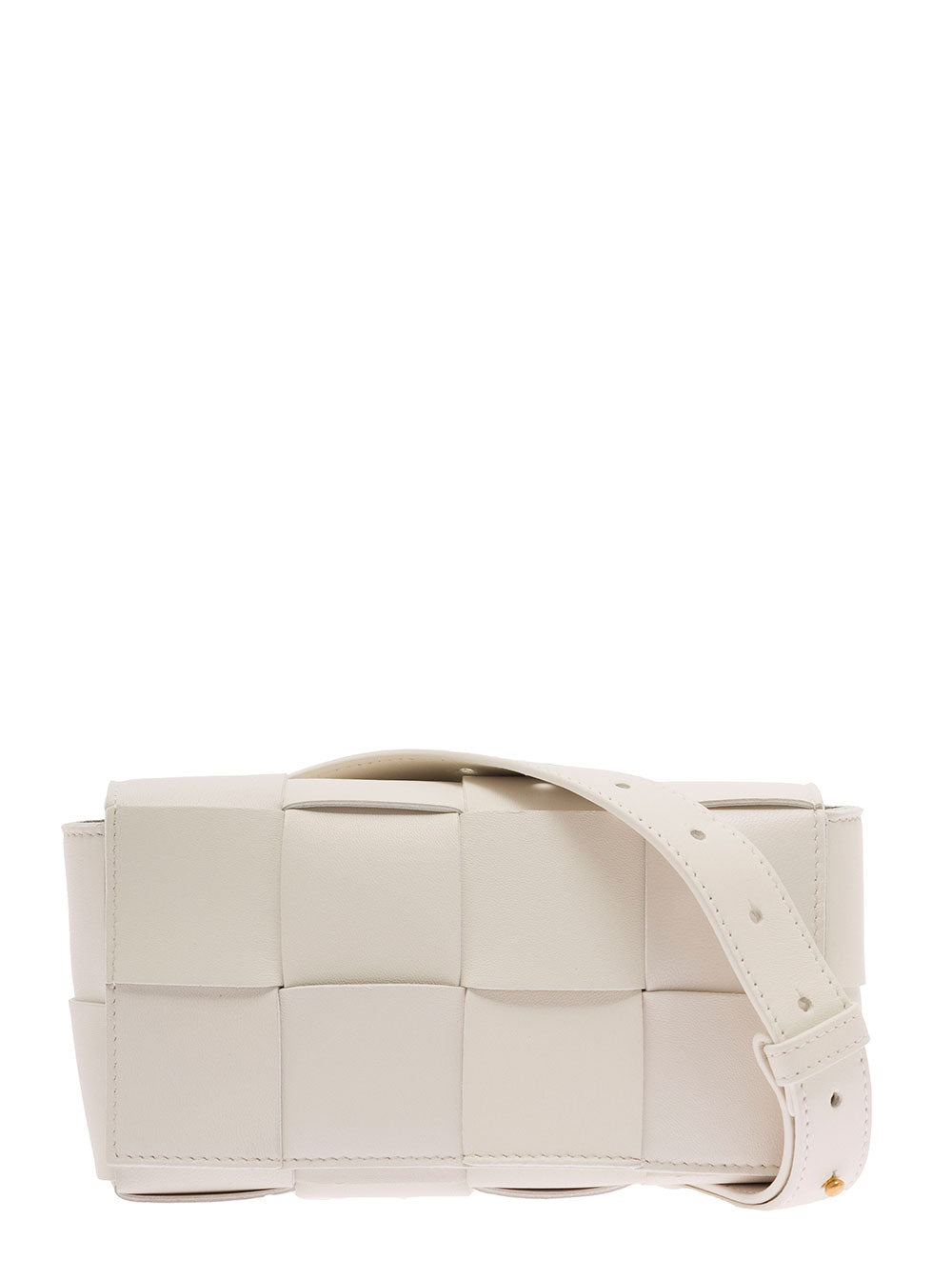Bottega Veneta Women 'Casettte' Mini White Belt Bag With Intreccio Motif In Smooth Leather Woman