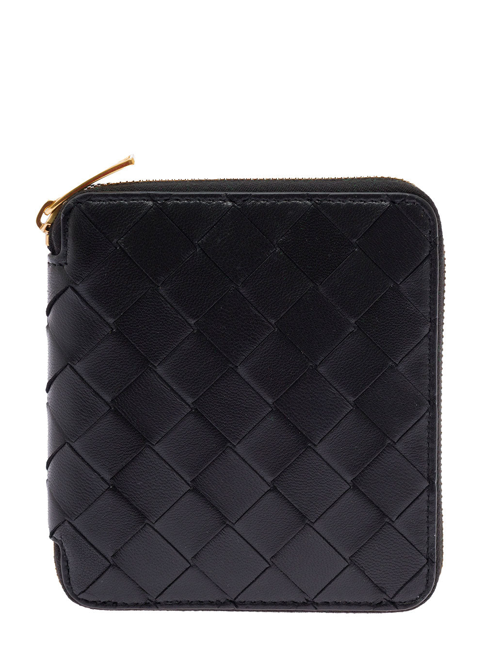Bottega Veneta Women Bottega Veneta Woman Black Intreccio Leather Wallet