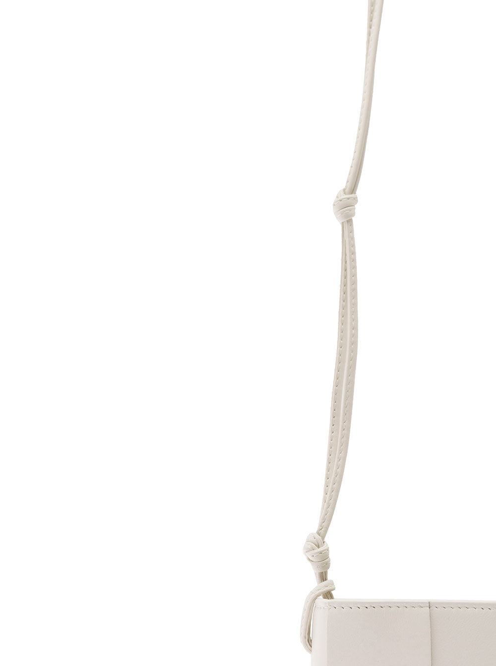 Bottega Veneta Women 'Phone Pouch' White Shoulder Bag With Knot Details In Intreccio Nappa Leather Woman