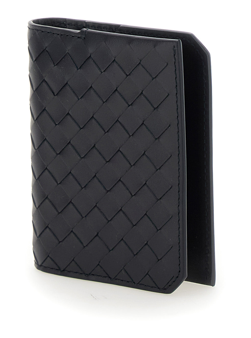 Bottega Veneta Men Blue Card Holder With Intrecciato Motif In Leather Man