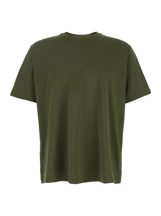 Bottega Veneta Men Green Crewneck T-Shirt With Embroidered Fish In Cotton Man