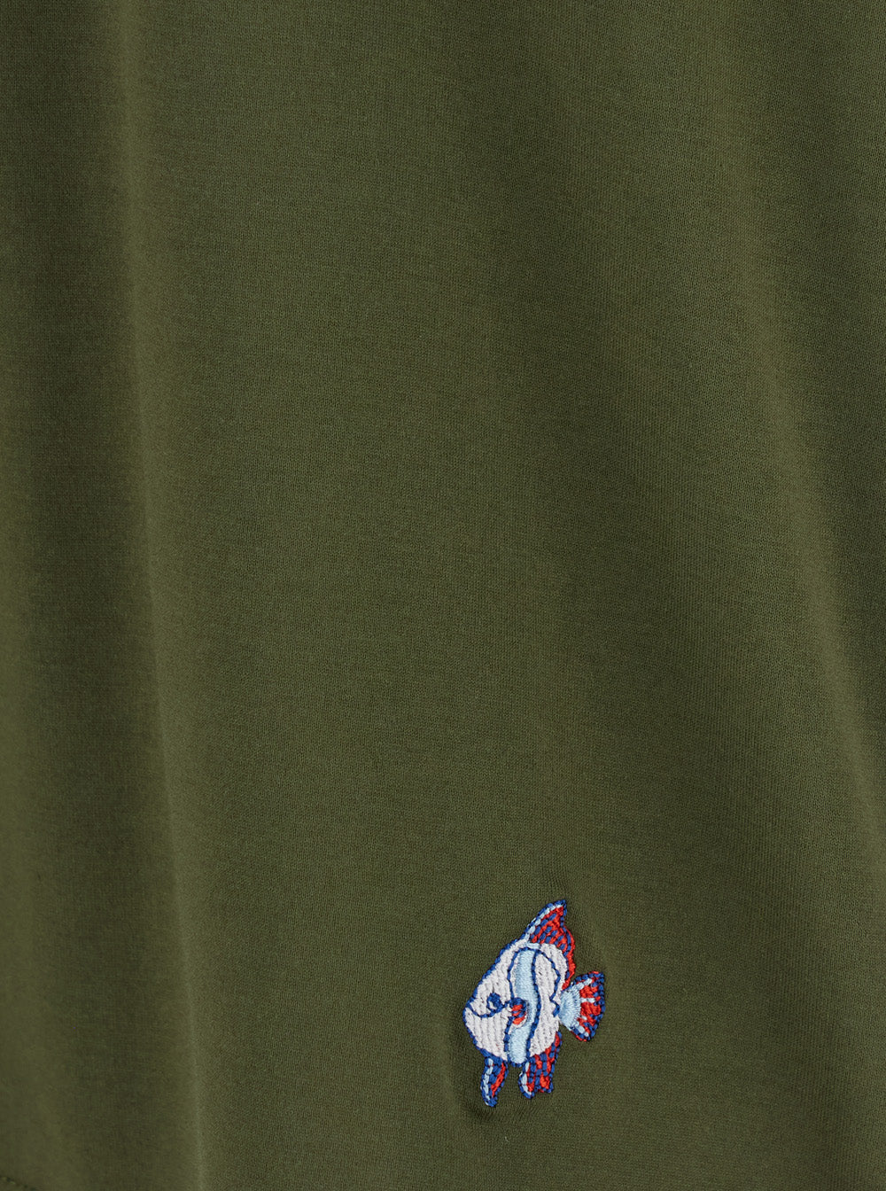 Bottega Veneta Men Green Crewneck T-Shirt With Embroidered Fish In Cotton Man