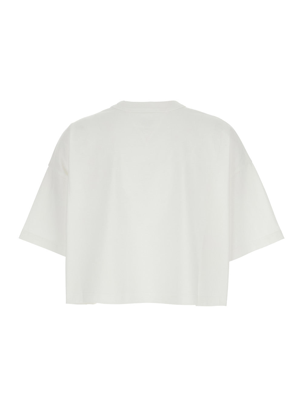 Bottega Veneta Women White Cropped T-Shirt With Heart Detail On The Pocket In Cotton Woman
