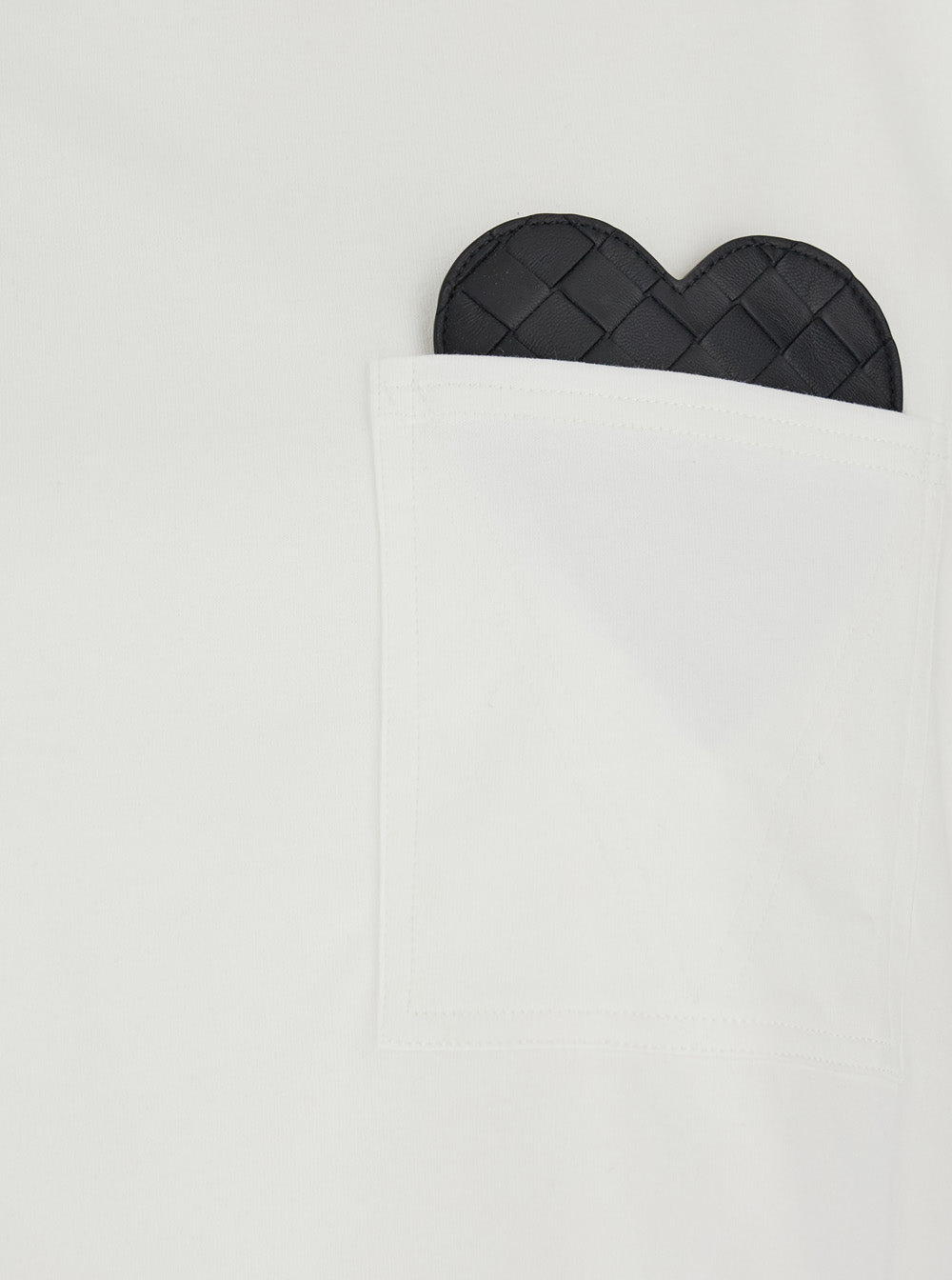 Bottega Veneta Women White Cropped T-Shirt With Heart Detail On The Pocket In Cotton Woman