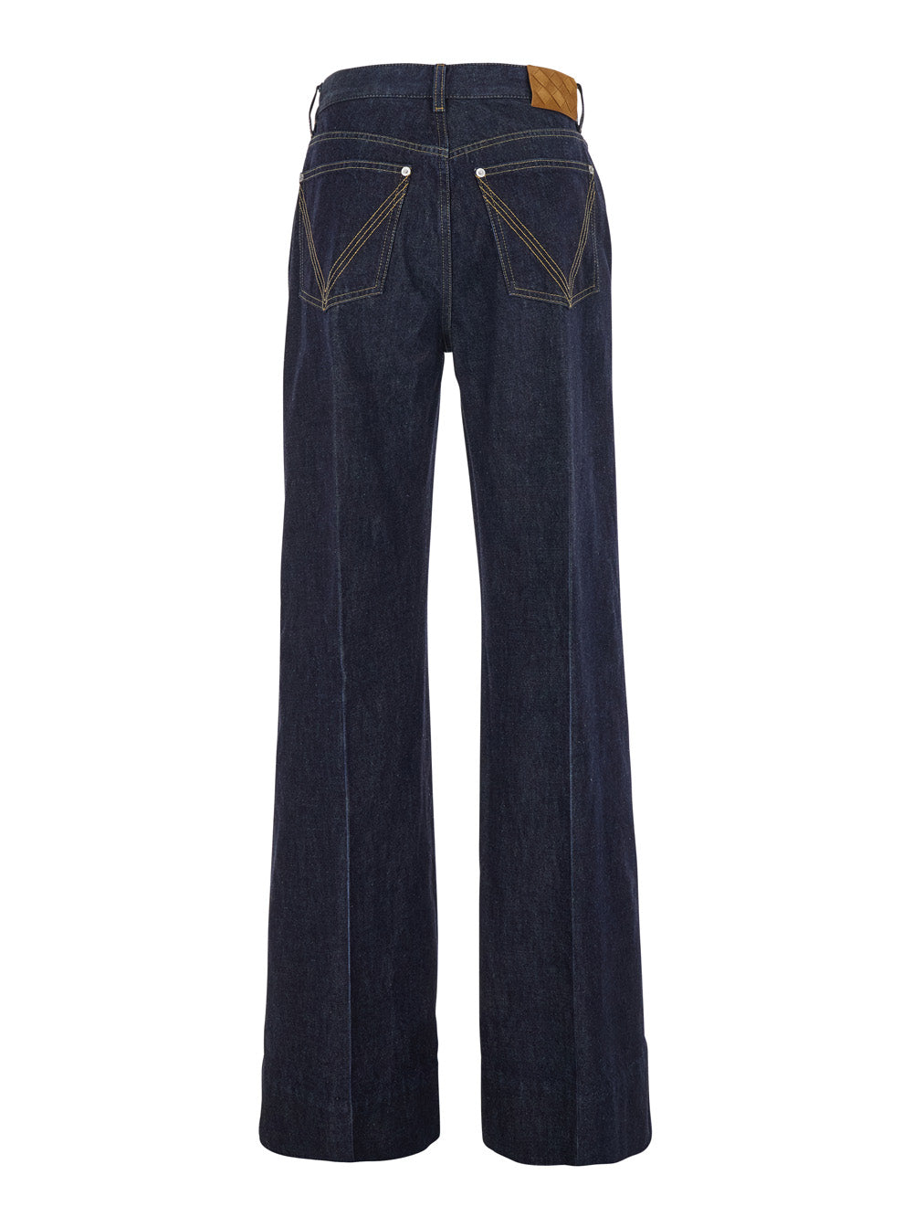 Bottega Veneta Women 'Indigo' Blue Palazzo Jeans With Logo Patch On The Back In Cotton Woman