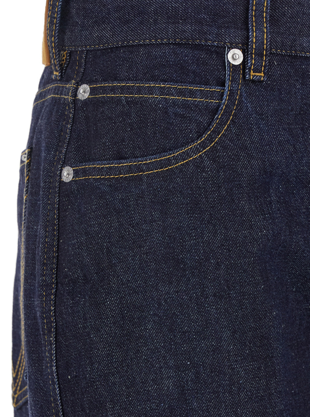 Bottega Veneta Women 'Indigo' Blue Palazzo Jeans With Logo Patch On The Back In Cotton Woman