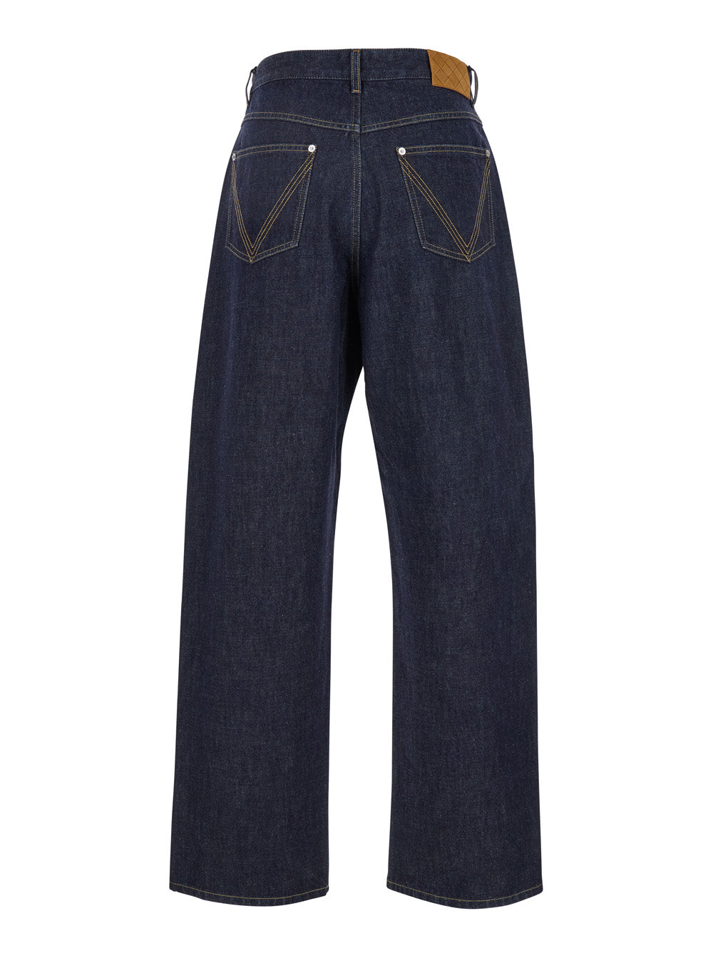 Bottega Veneta Men Dark Blue Five-Pocket Jeans With Intrecciato Motif On Back In Denim Man