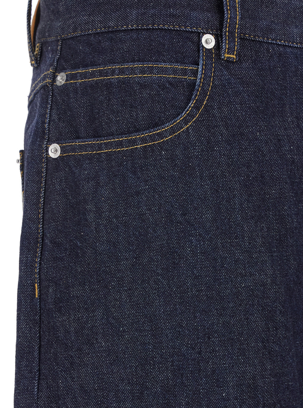 Bottega Veneta Men Dark Blue Five-Pocket Jeans With Intrecciato Motif On Back In Denim Man